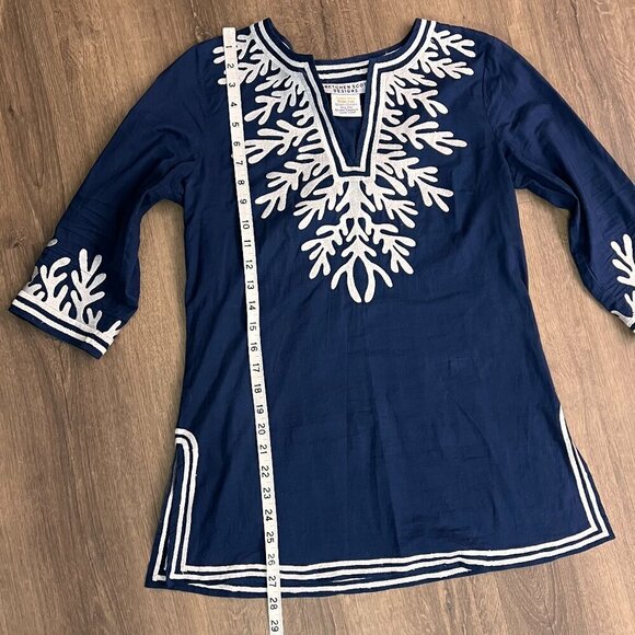 Gretchen Scott Cotton Embroidered Tunic - The Reef Navy Sz XS - Picture 5 of 10
